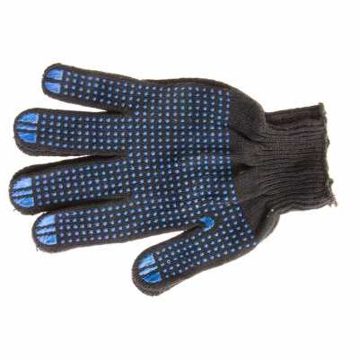 Перчатки трикотажные, ПВХ-покрытие "Точка", 10 класс, черные Россия Перчатки с ПВХ покрытием фото, изображение